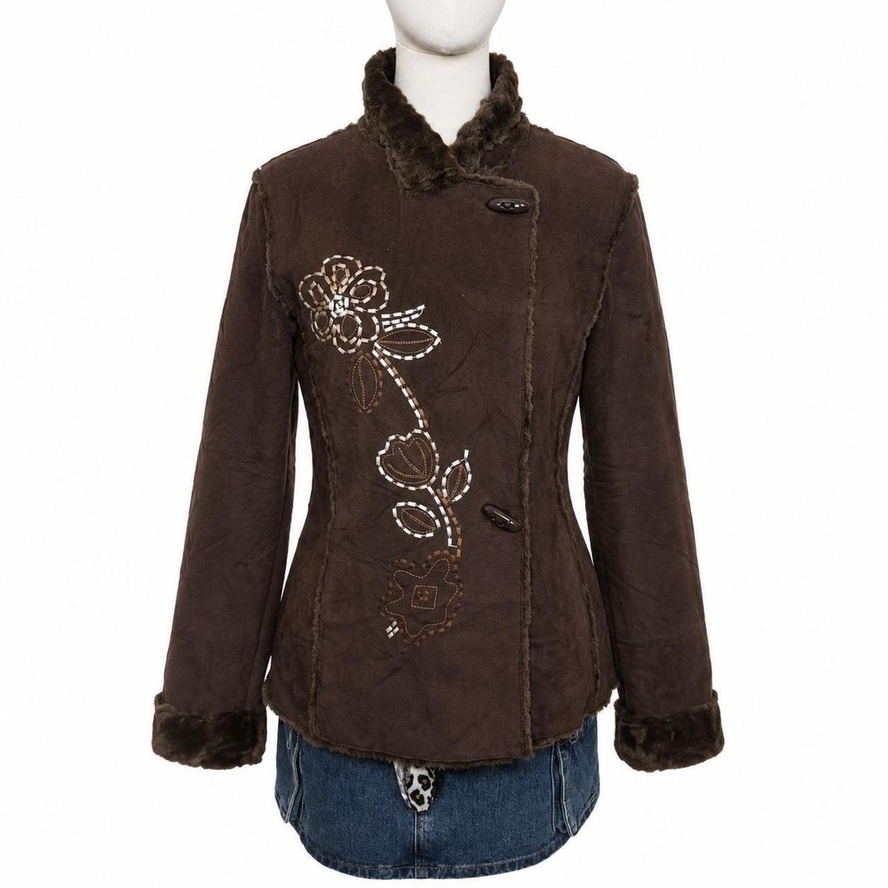Vintage Y2K Chadwicks faux suede jacket in a rich chocolate brown